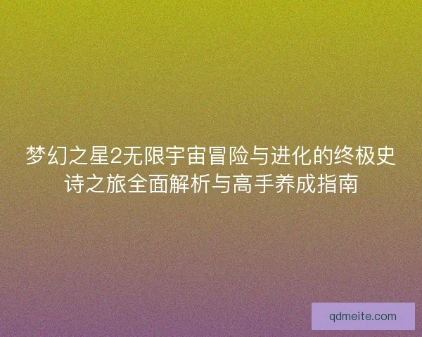 梦幻之星2无限宇宙冒险与进化的终极史诗之旅全面解析与高手养成指南